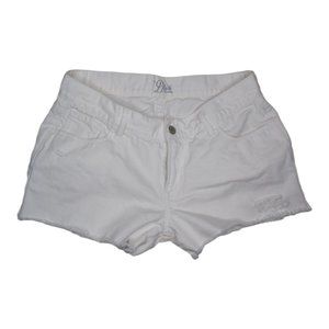 White Cutoff 100% Cotton Denim Shorts Distressed Size 8